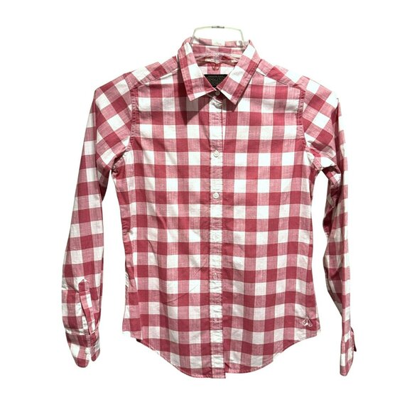 Pendleton Womens Red Rose & White Check LS Cotton Button Down Preppy Shirt XS - Picture 1 of 6